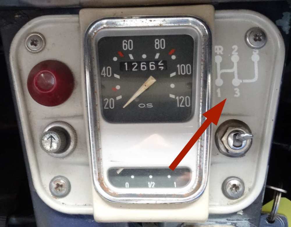 Citroen-DS-11CV-HY - Schakelschema sticker, kleur wit. Geschikt voor Citroen 2CV vanaf modeljaar 04/1963.