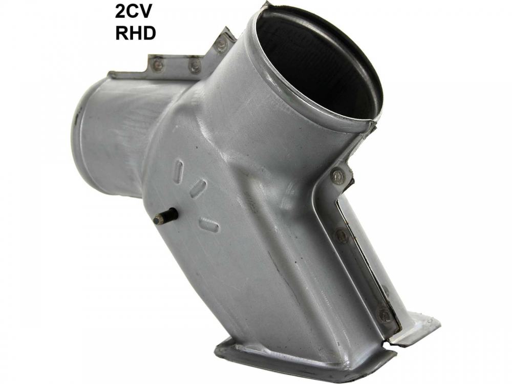 Citroen-2CV - 2CV, aansluitstuk kachelslang (groot, met klep), midden (vastgelast aan het schutbord). Ge