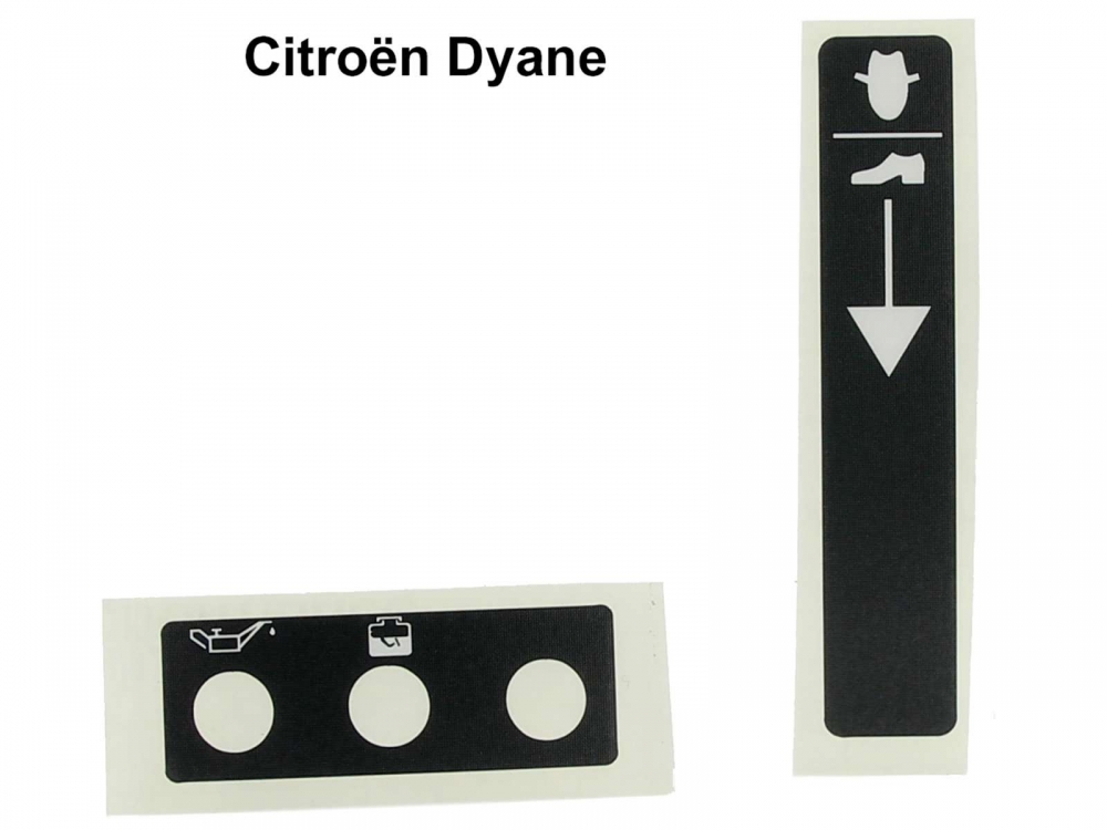 Citroen-2CV - Dyane, dashboard stickerset, voor de kachelverstelling en de controlelampjes. Geschikt voo