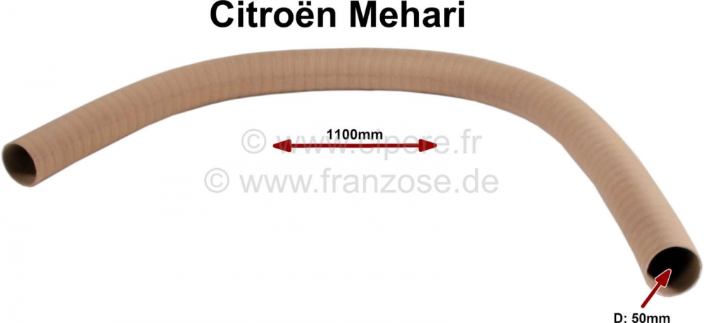 Sonstige-Citroen - Frisse luchtslang links of rechts in het dashboard, voor Citroen Mehari. Diameter 50mm, le