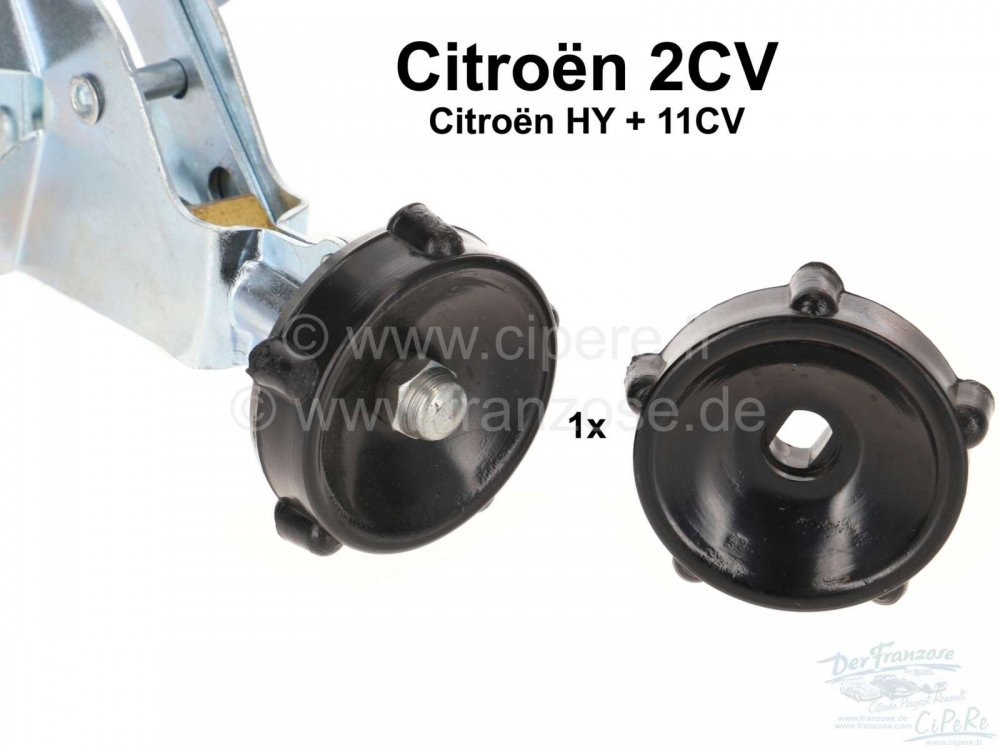 Citroen-2CV - Knop voor het openingsmechanisme van de ventilatorklep. Kleur zwart, gemaakt van hard plas