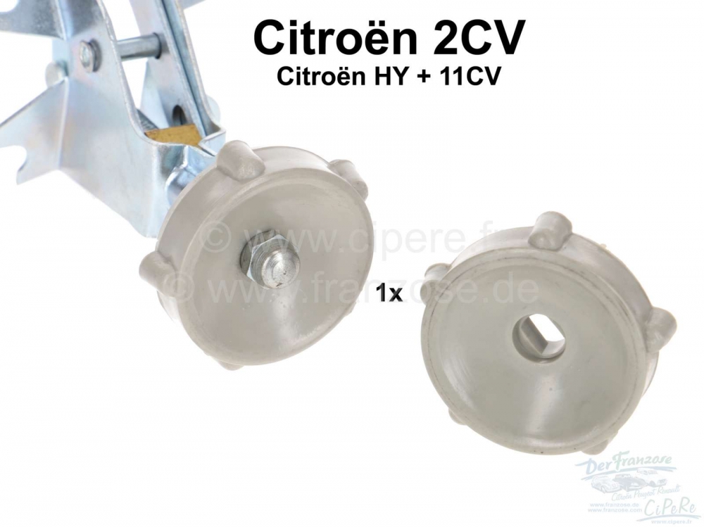 Citroen-2CV - Knop voor het openingsmechanisme van de ventilatorklep. Kleur grijs, gemaakt van hard plas