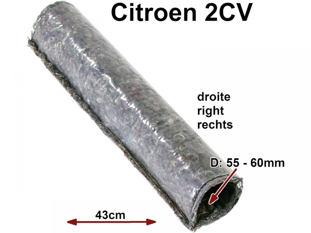 Citroen-2CV - Vilt kachelslang met metalen spiraal. Geschikt voor Citroen 2CV. Lengte ca. 43 cm, binnend