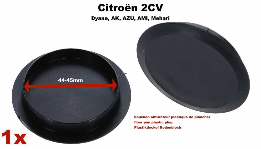 Citroen-2CV - 2CV, vloerpaneel, plastic plug, voor het sluiten van 44 - 45mm openingen. (De vloerpanelen