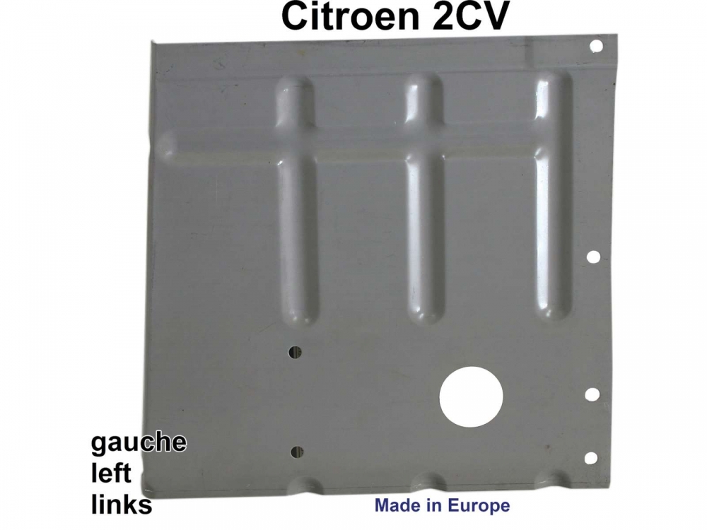 Citroen-2CV - 2CV, vloerplaat 1/3 voor, links. De plaat is ongeveer 31 cm lang en verstevigd. Geschikt v