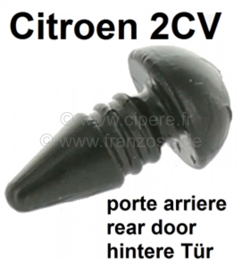 Renault - 2CV, B-stijl, plug (van plastic) op het deurscharnier. De plug sluit het achterste deursch