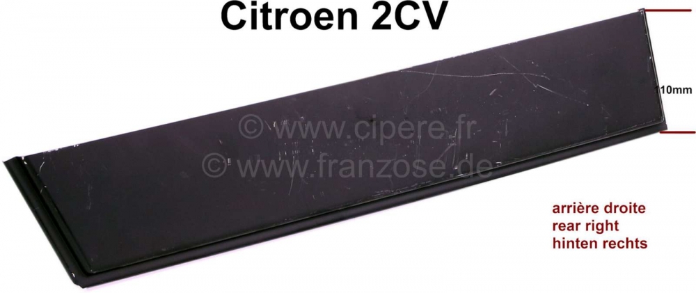Citroen-2CV - 2CV, buitendeur reparatiepaneel, rechter achterdeur, voor Citroen 2CV.