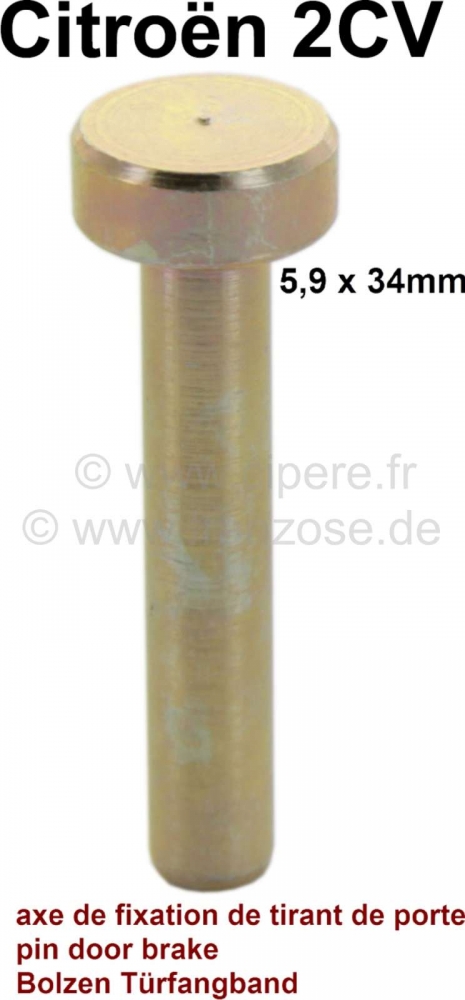 Citroen-2CV - 2CV, deurbevestigingsriem, bout voor bevestiging van de deurbevestigingsriem. Diameter 5,9