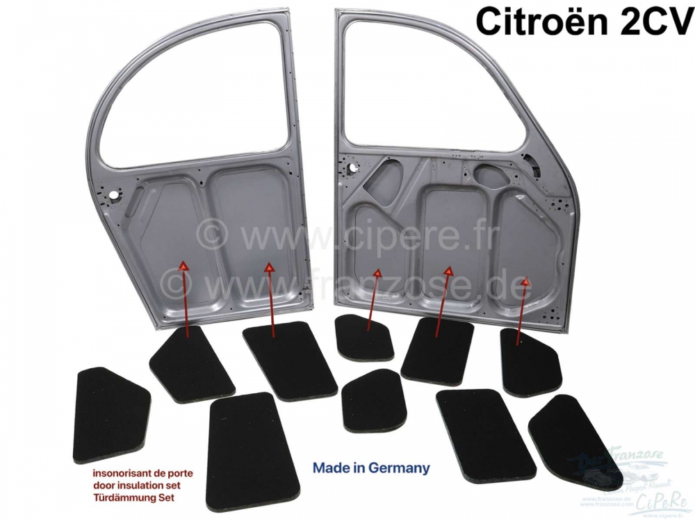 Citroen-2CV - 2CV, Deurisolatieset 2CV (voor alle 4 deuren). Geschikt voor Citroën 2CV6 + 2CV4. Deze is