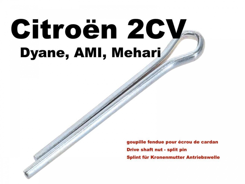 Citroen-2CV - Aandrijfasmoer - splitpen, geschikt voor Citroen 2CV.