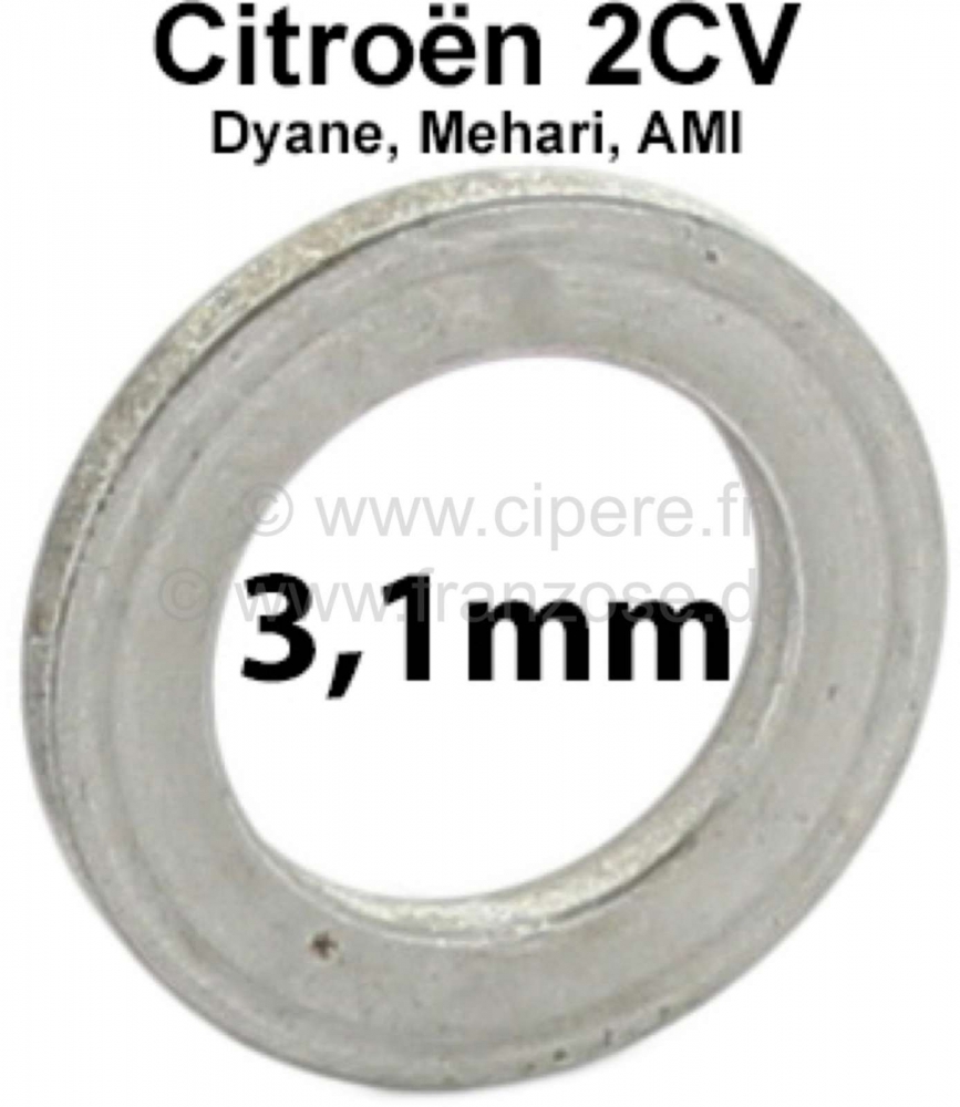 Citroen-2CV - Kingpin vulring (afstandsschijf). Dikte: 3,1 mm. Geschikt voor Citroen 2CV. Per stuk!