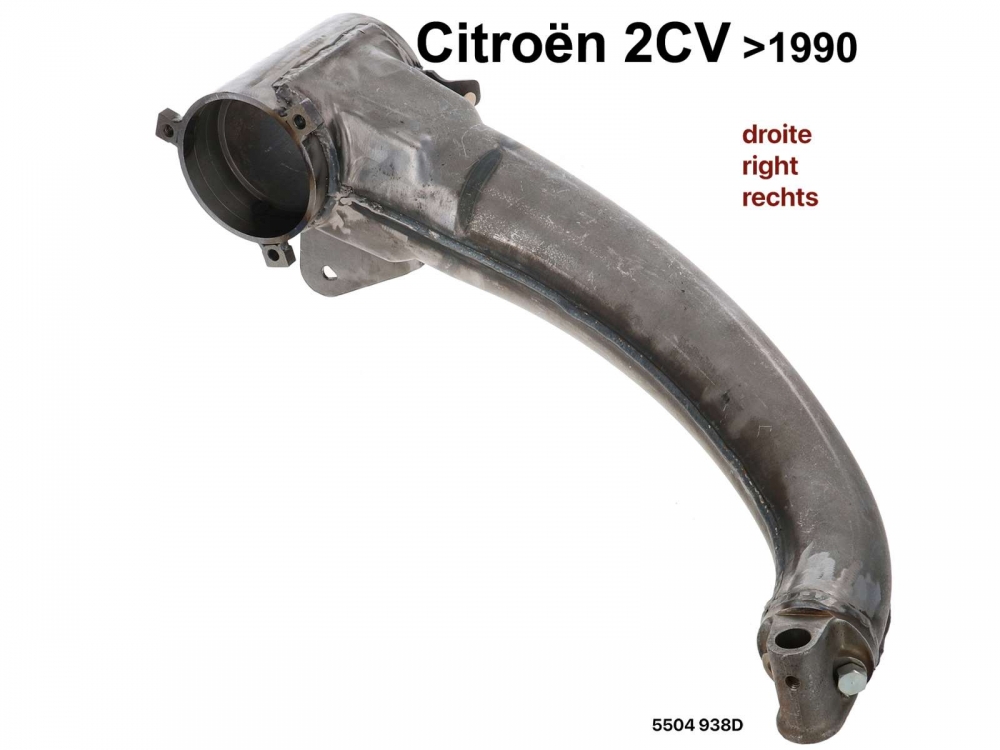 Citroen-2CV - Rechter voorbrug. Geschikt voor Citroen 2CV, tot 1990, reproductie. De swing arms worden g