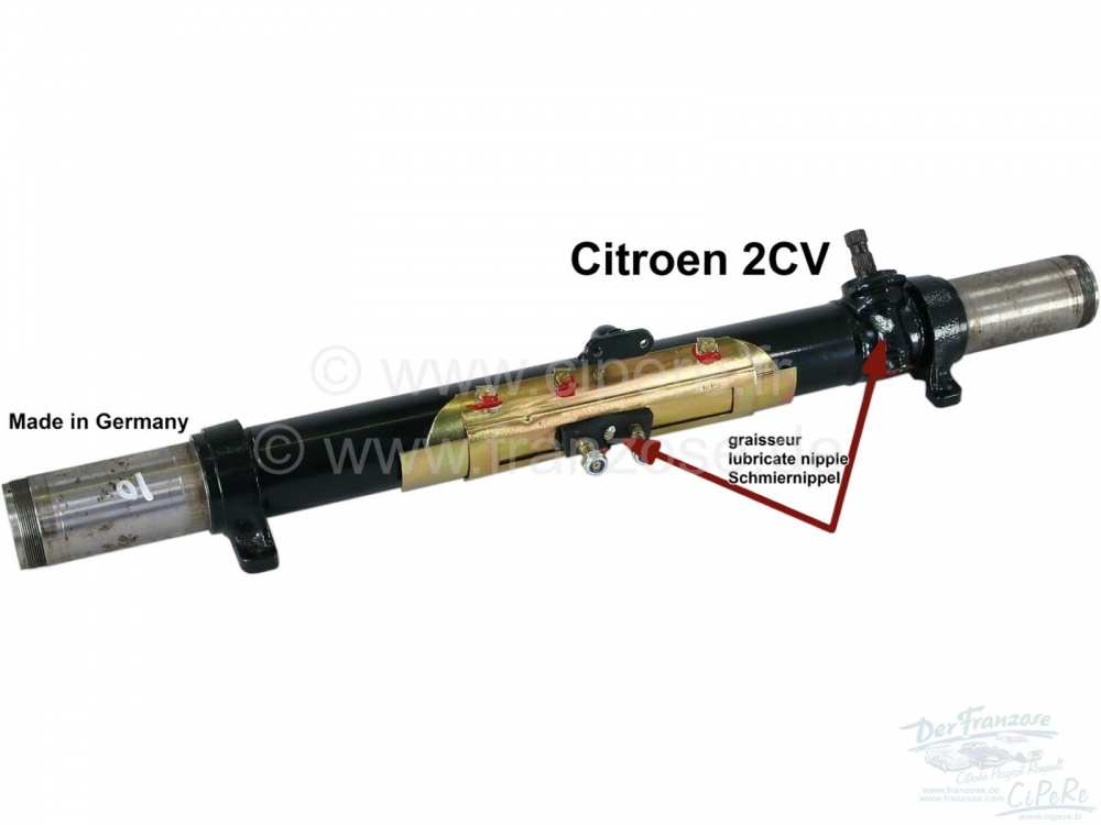 Citroen-2CV - Voorasbuis - stuurinrichting in ruil, zonder smeermiddel. Geschikt voor Citroen 2CV4 + 2CV