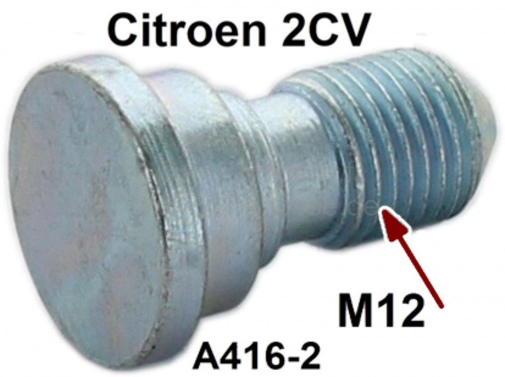 Citroen-2CV - Voorwielbouten (eerste versie), geschikt voor Citroen 2CV. (de wielbouten zijn in de wieln