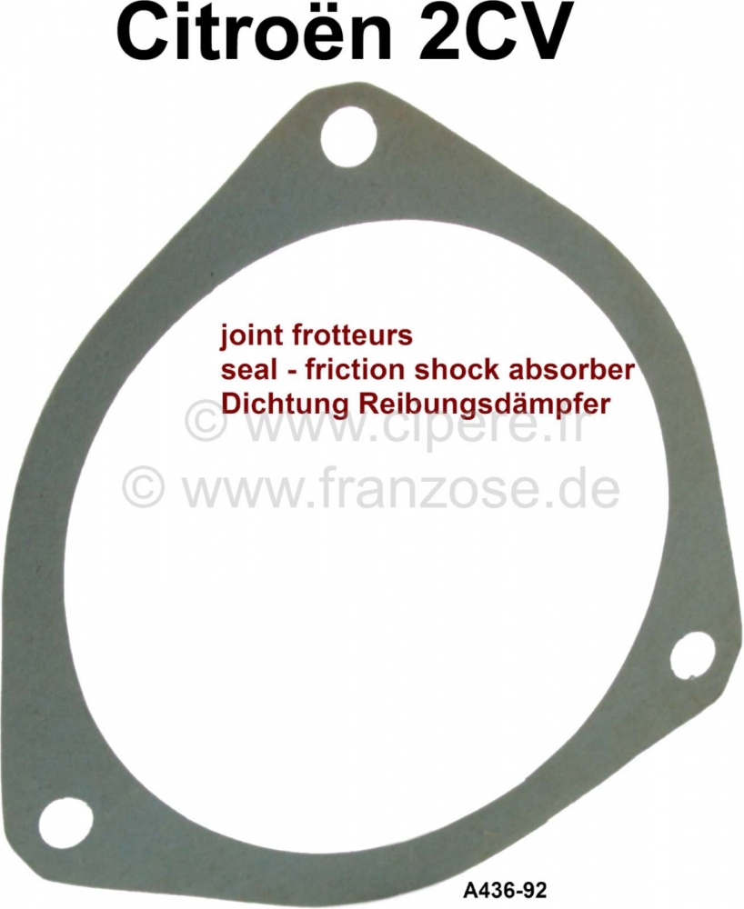 Citroen-2CV - Wrijvingsdemperafdichting, onder het vergrendelingsdeksel op de vooras. Geschikt voor Citr