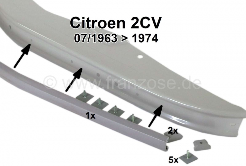 Citroen-2CV - Bumpers rubber grijs, voor. Geschikt voor Citroen 2CV. Dit rubber werd gemonteerd van 1963