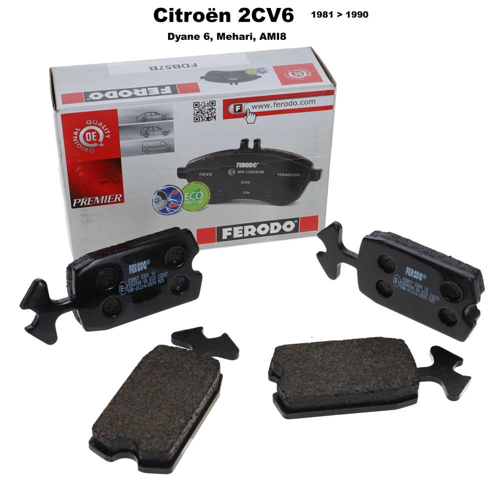 Citroen-2CV - Remblokken voor, geschikt voor Citroen 2CV. Originele fabriekskwaliteit! Gemonteerd van mo