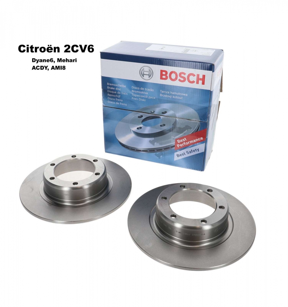 Citroen-2CV - Remschijven voor (2 stuks). Geschikt voor Citroen 2CV. Gemonteerd van 1981 tot 1990, origi