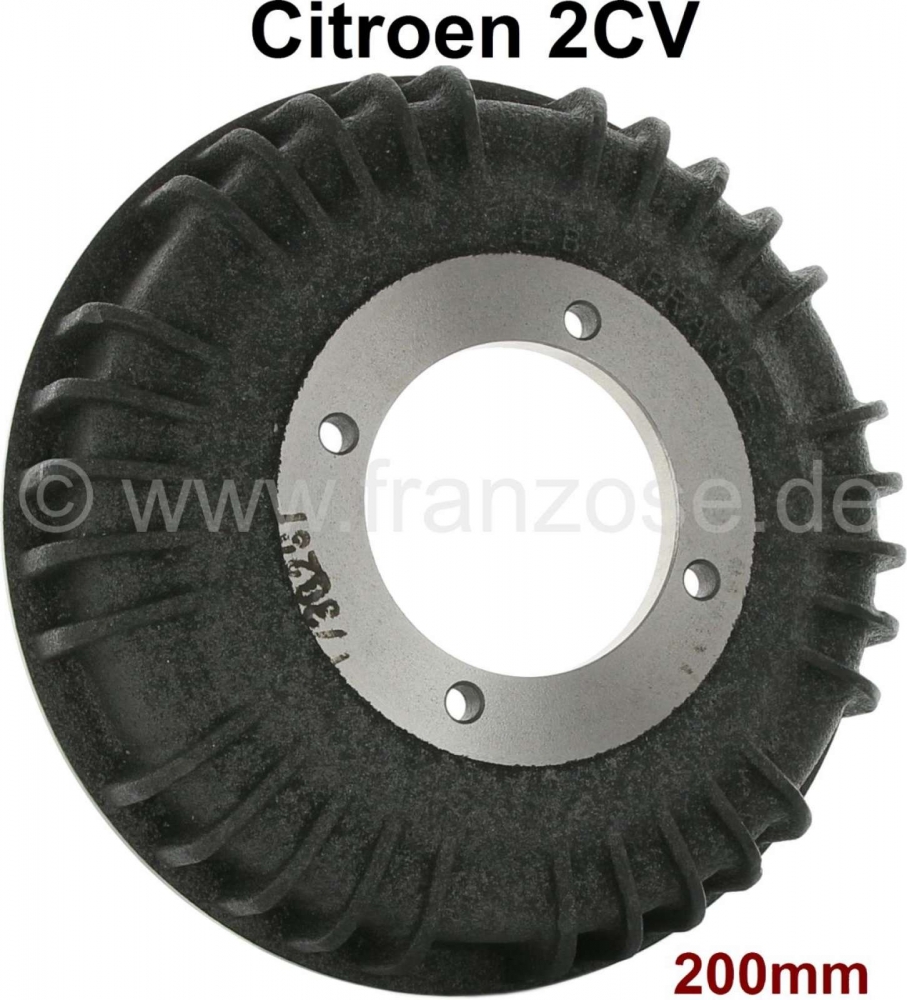 Citroen-2CV - Remtrommel voor. Geschikt voor Citroen 2CV. 200mm diameter, 4x montage. De remtrommel is g