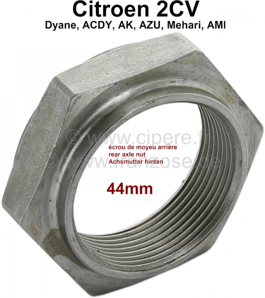 Citroen-2CV - Achterasmoer, 44 mm. Geschikt voor Citroen 2CV, alle bouwjaren. Origineel Citroën! De bet