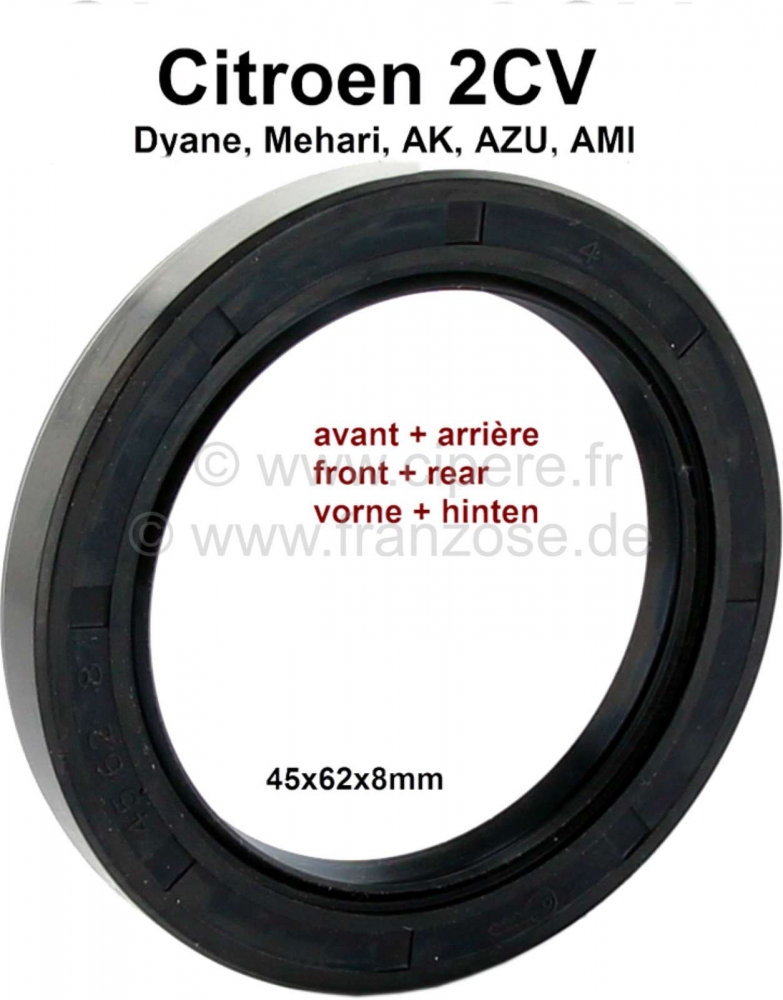 Citroen-2CV - Wiellager oliekeerring voor Citroen 2CV, Ak, ACDY, AMI. De oliekeerringen zijn identiek vo