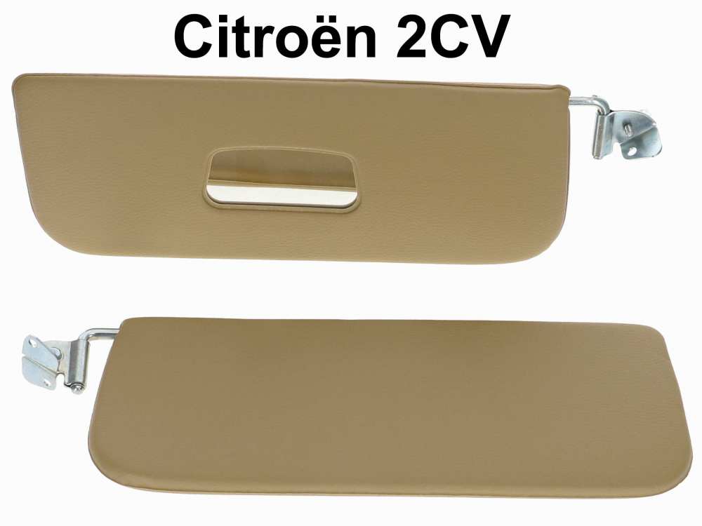 Citroen-2CV - Zonneklep links + rechts (1 paar). Kleur beige. Geschikt voor Citroen 2CV. De zonnekleppen