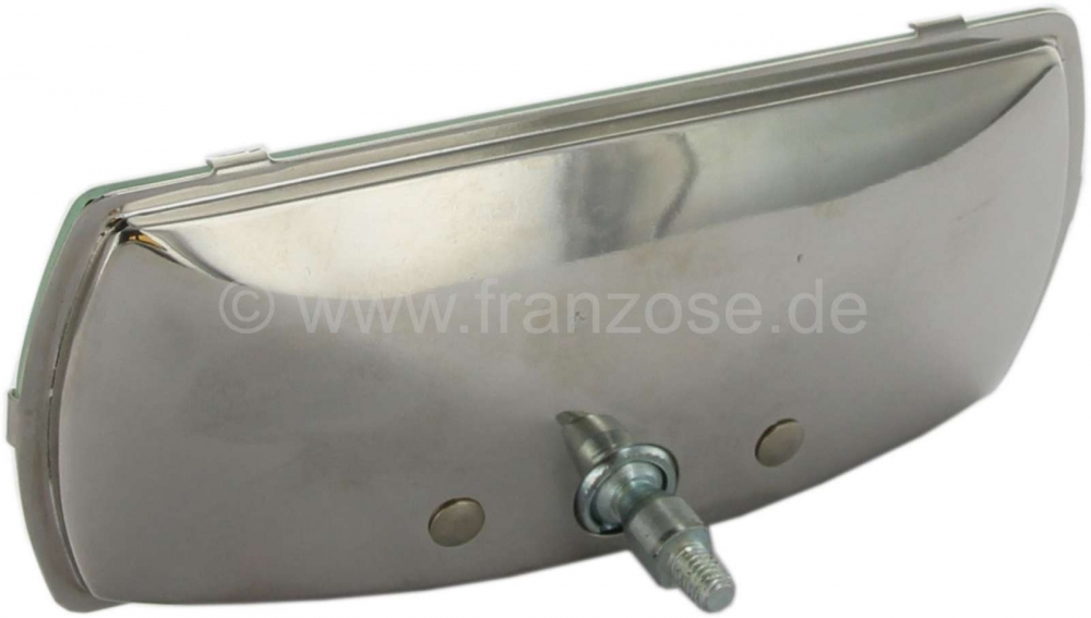 Alle - Verchroomde binnenspiegel. Afmetingen ongeveer: 125 x 55 mm. De spiegel heeft geen beugel,