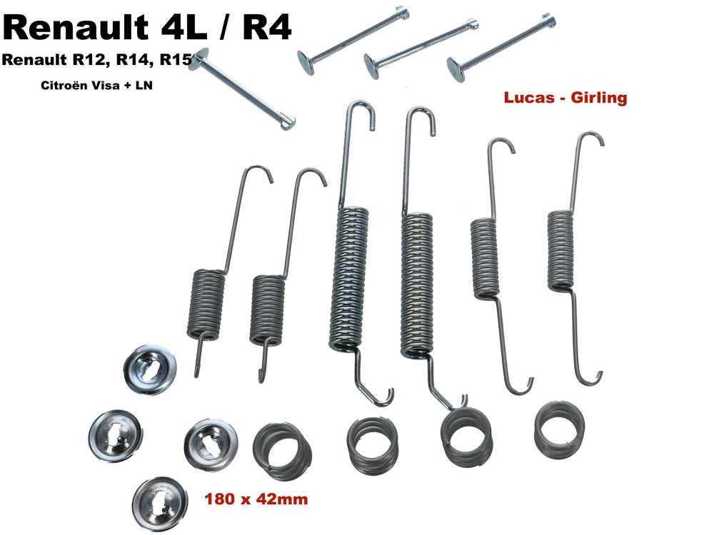 Sonstige-Citroen - Remschoenset (achter). Remsysteem: Lucas-Girling. Geschikt voor Renault R4, R5, R12, R14, 