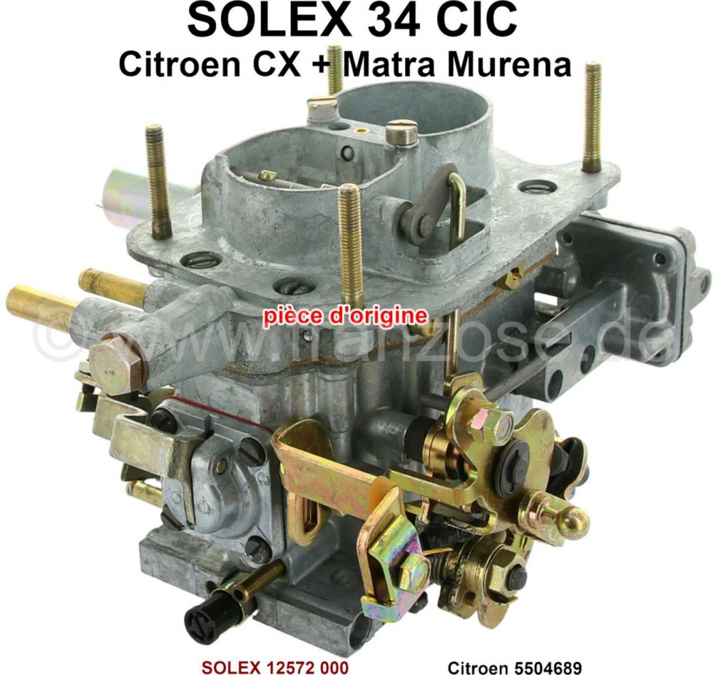 Alle - Carburateur SOLEX 34CIC (geen replica). Geschikt voor Citroen CX 2000 (75kW), van modeljaa