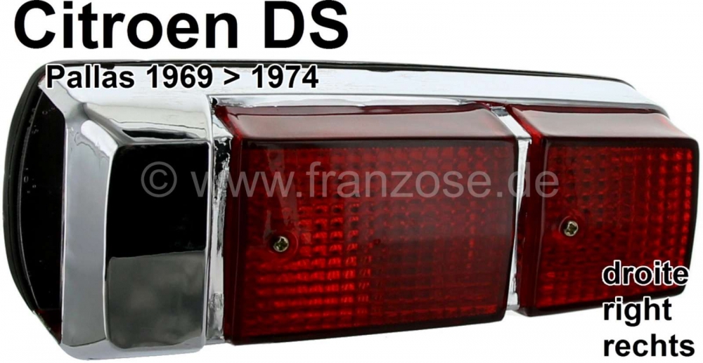Citroen-DS-11CV-HY - Achterlicht rechts (compleet). Kleur: verchroomde behuizing. Geschikt voor Citroen DS Pall