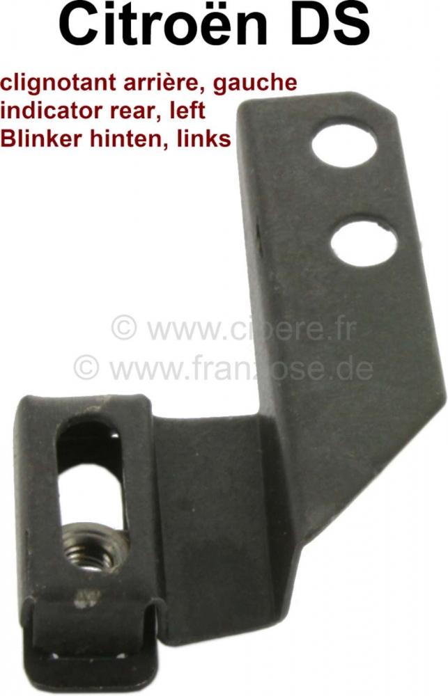 Citroen-DS-11CV-HY - Indicator linksachter. Montagebeugel voor de achterste richtingaanwijzer in roestvrijstale