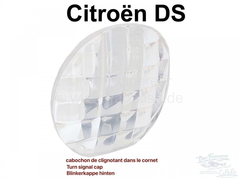 Citroen-DS-11CV-HY - Knipperlichtkap achteraan. Kleur: helder. Geschikt voor Citroen DS berline. Zeer hoge kwal