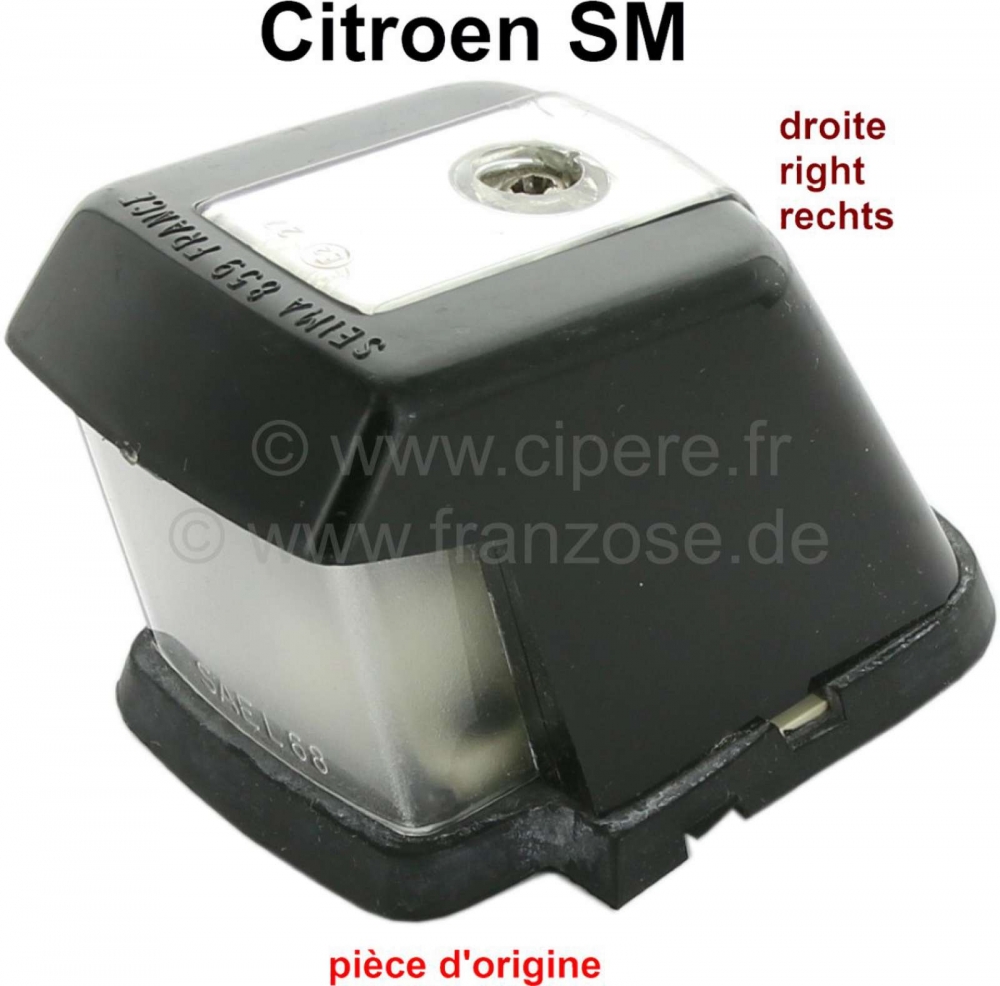 Citroen-DS-11CV-HY - SM, kentekenplaatverlichting rechts. SEIMA 859 Frankrijk. Origineel van Citroen, geen repl