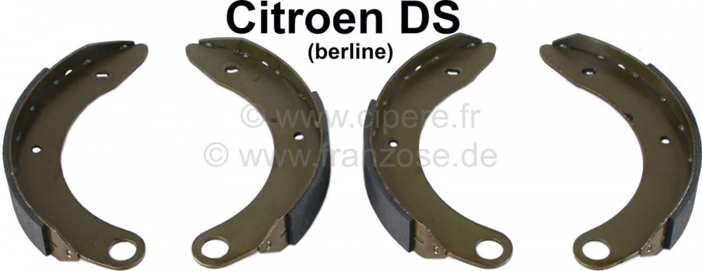Citroen-DS-11CV-HY - Achterremschoenen (4 stuks, voor beide zijden). Geschikt voor Citroen DS Berline (berline)