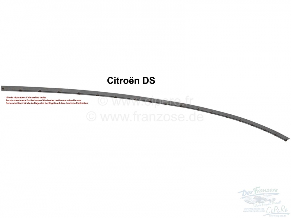 Citroen-DS-11CV-HY - Rechter achterspatbord. Reparatieplaat voor ondersteuning van het spatbord op de achterste