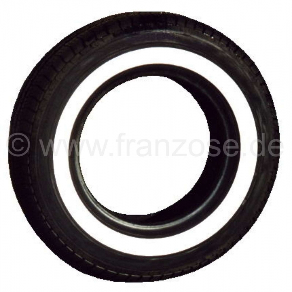 Citroen-DS-11CV-HY - Band 185HR15 XVS-P met 20 mm whitewall. Fabrikant Michelin. De beschermstrook van de band 