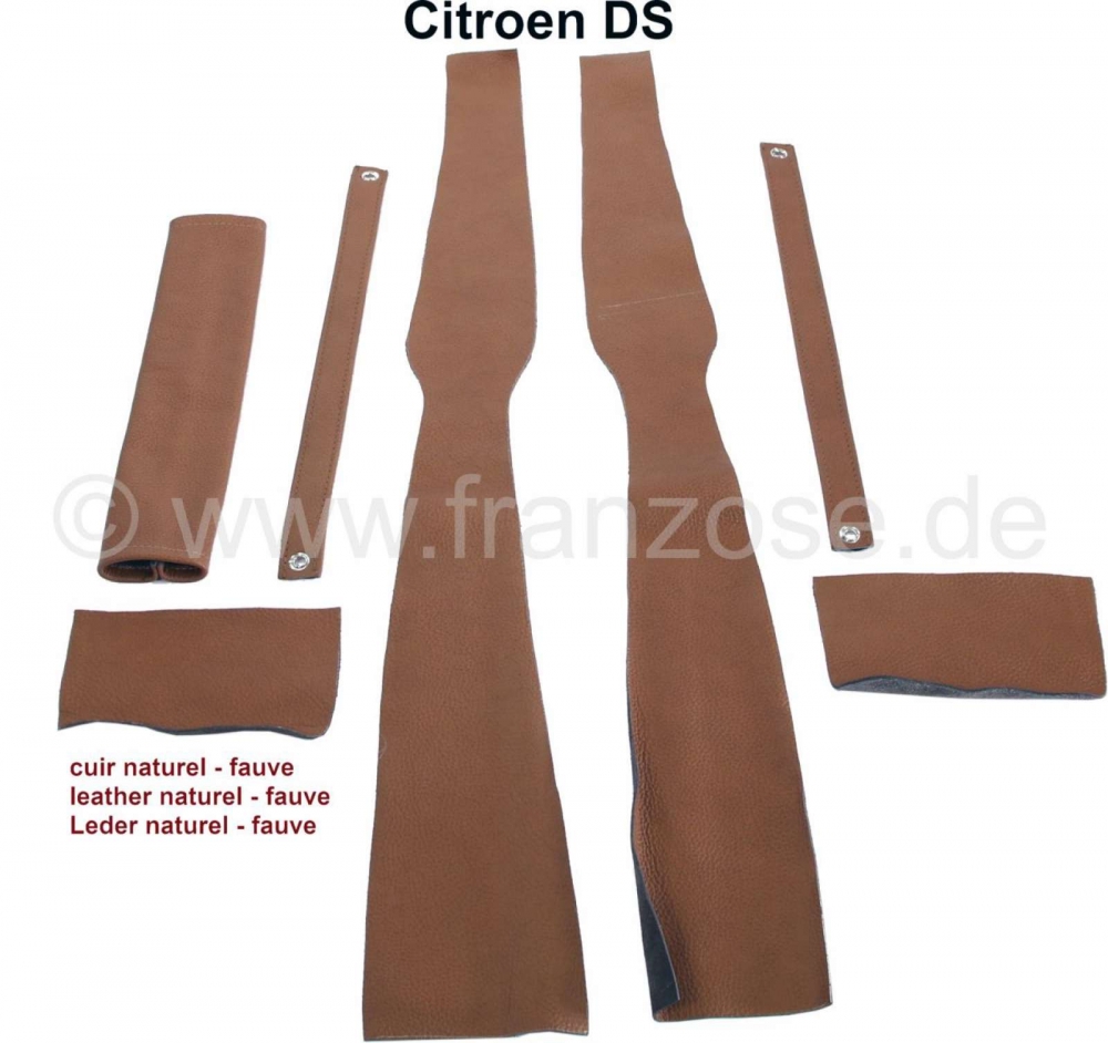 Alle - B-stijl bekleding (links + rechts). Geschikt voor Citroën DS. Materiaal: Lichtbruin leer 