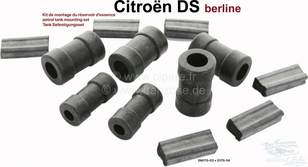 Citroen-DS-11CV-HY - Benzinetank bevestigingsset, geschikt voor Citroen DS Berline (berline). Bestaande uit: 4x