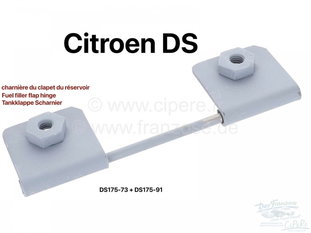 Sonstige-Citroen - Brandstofvulklepscharnier (compleet). Geschikt voor Citroen DS + ID. Of. Nr. DS175-73 + 2x