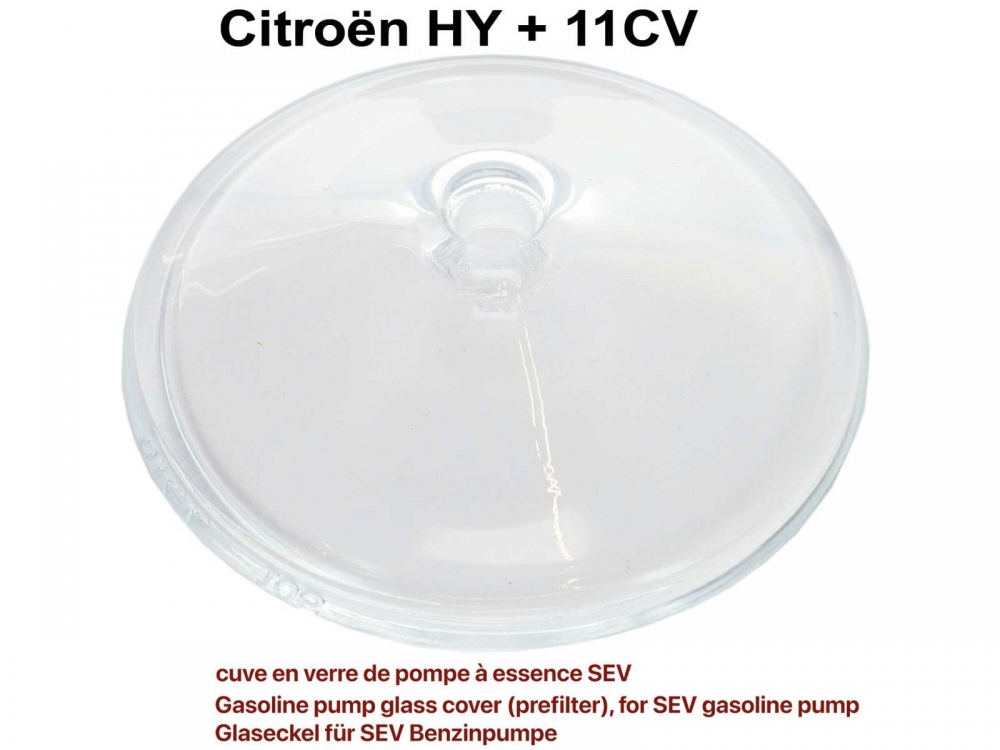 Citroen-DS-11CV-HY - Glasdeksel benzinepomp (voorfilter), voor SEV benzinepomp. Geschikt voor Citroen 11CV, 15C