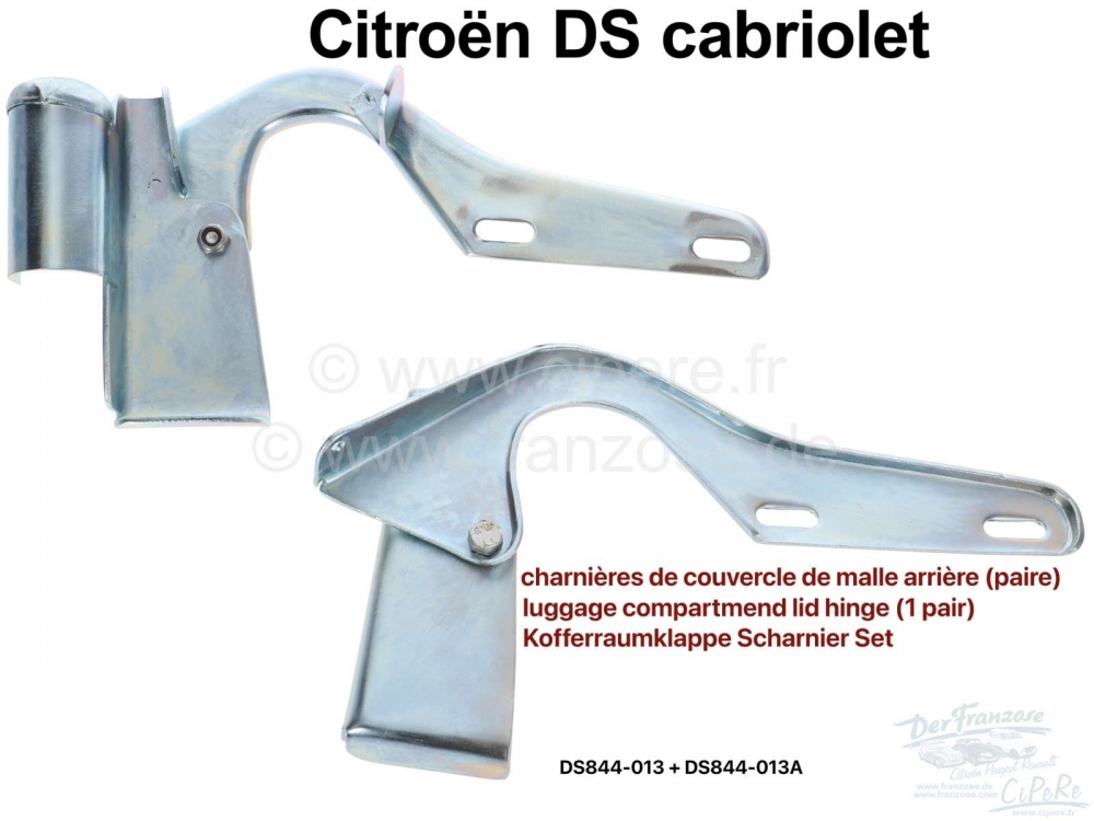 Sonstige-Citroen - Achterklepscharnier (1 paar). Geschikt voor Citroen DS Cabrio. De scharnieren zijn complee