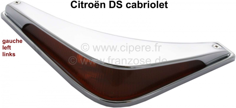 Citroen-DS-11CV-HY - Knipperlicht linksachter, compleet. Geschikt voor Citroen DS Cabrio.