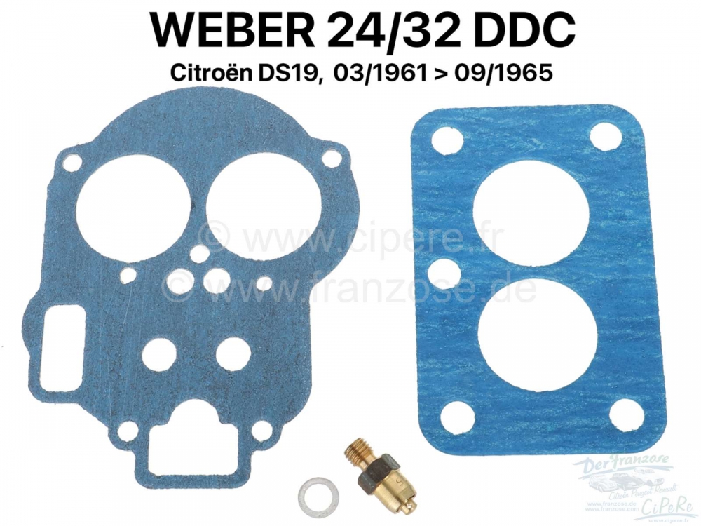 Citroen-DS-11CV-HY - Carburateur pakkingset, voor Weber 24/32DDC + 23/32DDC. Geschikt voor Citroen DS19 De carb