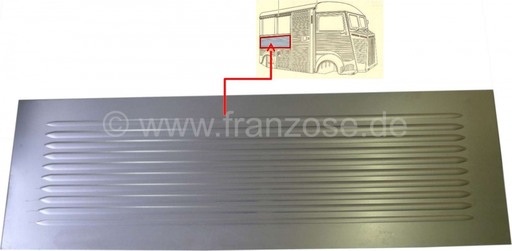 Citroen-DS-11CV-HY - Golfplaat - zijpaneel rechts met kraal. Lengte kralen: ca. 1640mm. Lengte plaatwerk: ca. 1