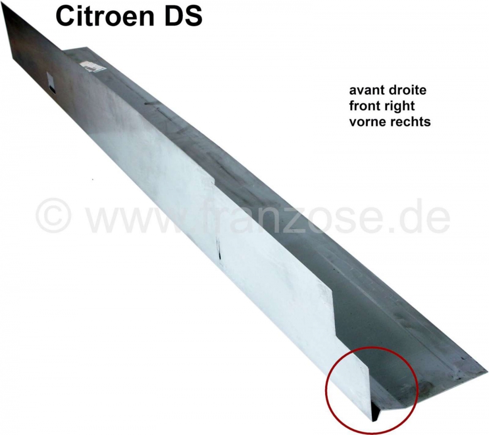 Citroen-DS-11CV-HY - Vloerplaatrand rechtsvoor (met verbindingsplaat naar de dorpel). Geschikt voor Citroën DS