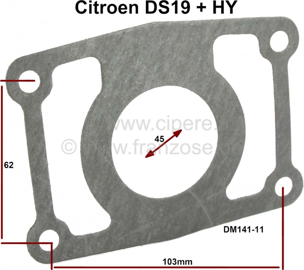 Citroen-DS-11CV-HY - Pakking inlaatspruitstuk. Geschikt voor Citroen DS19 + Citroen HY. Of. Nr. DM141-11. binne