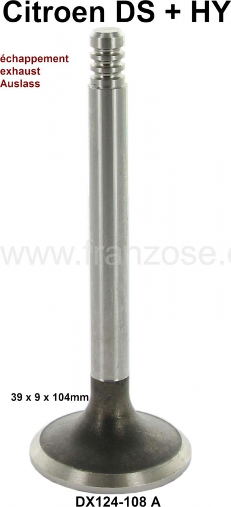 Citroen-DS-11CV-HY - Uitlaatklep, geschikt voor Citroen DS + HY. Afmetingen: 39x9x104mm, De kleppen hebben 3 gr