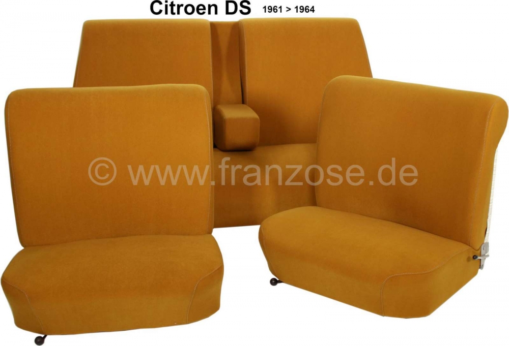 Citroen-DS-11CV-HY - DS >1965, stoelen volledig opnieuw bekleed en bekleed (voor + achter), in ruil. Kleur oker
