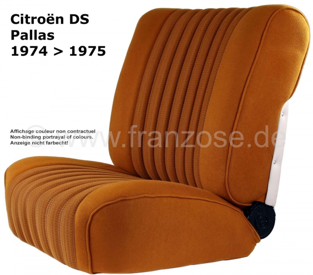 Sonstige-Citroen - DS Pallas, stoelhoezen voor + achter, Citroen DS Pallas 1974-1975, kleur oker (caramel) ge