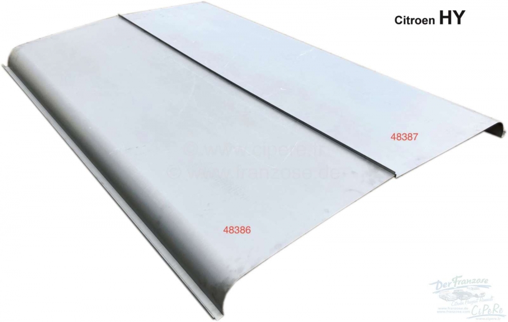 Citroen-DS-11CV-HY - Linkerhelft van dak compleet, gemaakt van plaatstaal! Geschikt voor Citroen HY met standaa